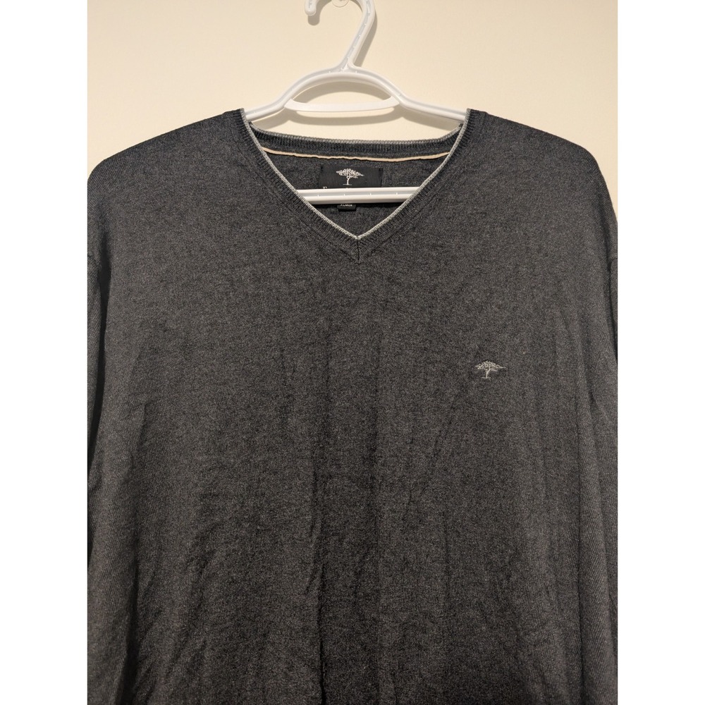 Fynch-Hatton Men's XL Gray Silk Cashmere Wool Blend Pullover Sweater V Neck - Picture 2 of 7